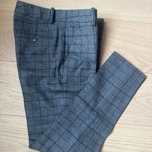 Theory gray wool plaid Treeca ankle pants